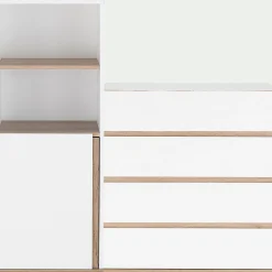 Commode module 4 tiroirs en bois effet chêne H94XL94cm - blanc