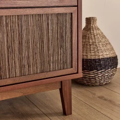 Commode 3 tiroirs en acajou L120cm - bois foncé