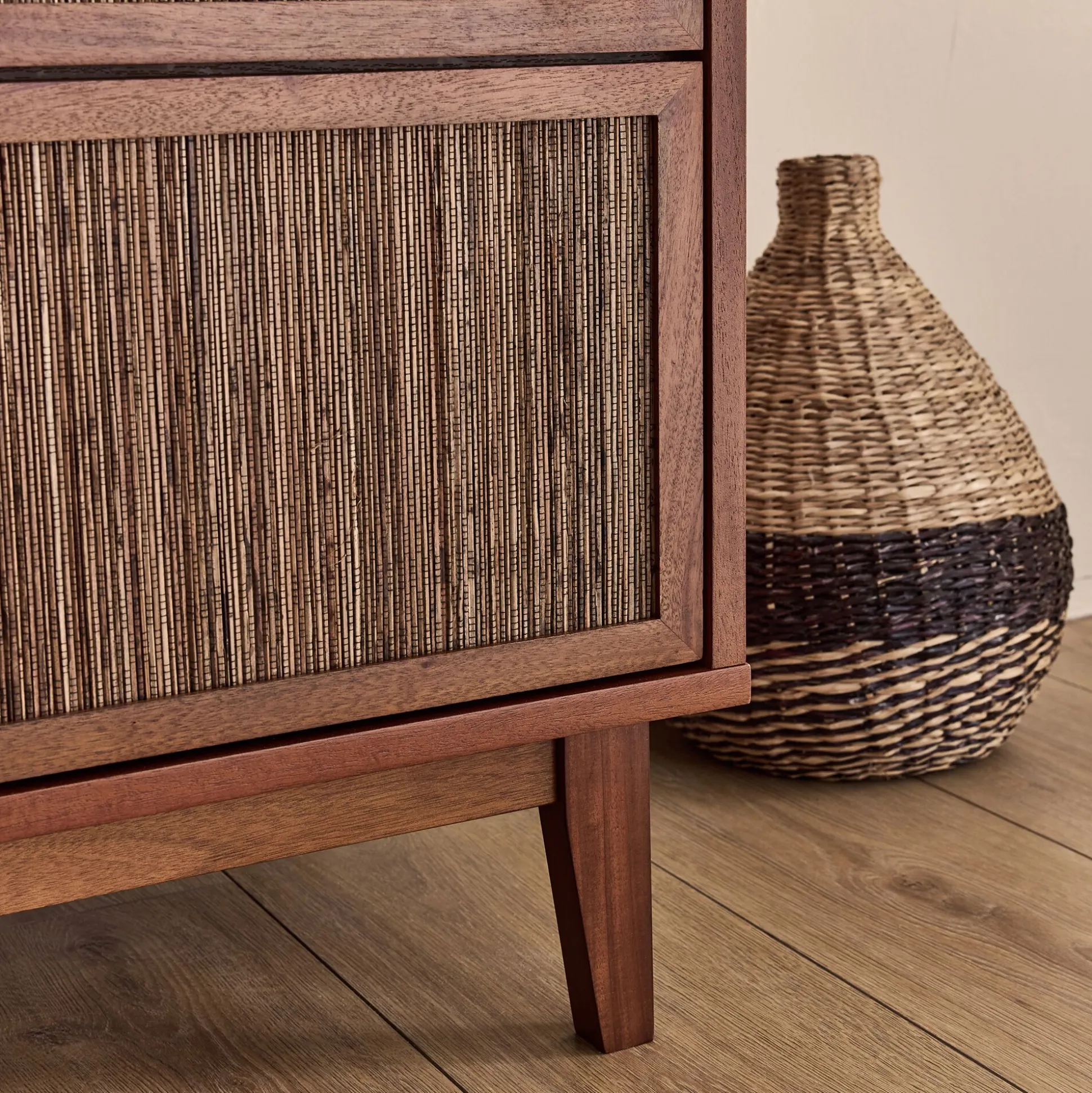 Commode 3 tiroirs en acajou L120cm - bois foncé