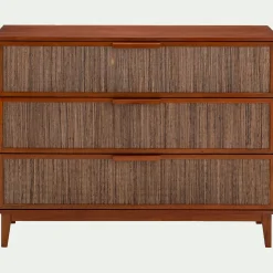 Commode 3 tiroirs en acajou L120cm - bois foncé