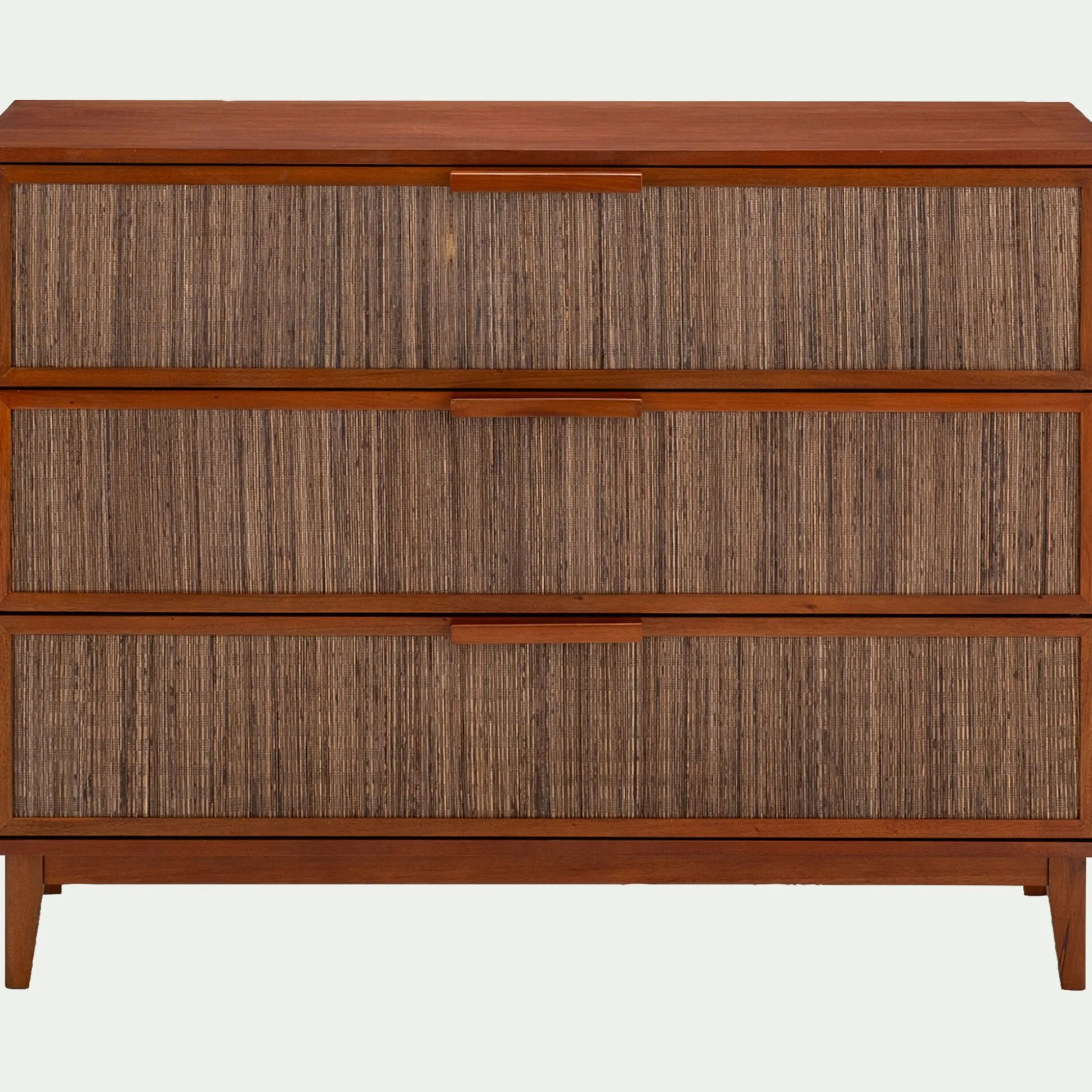 Commode 3 tiroirs en acajou L120cm - bois foncé