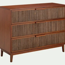 Commode 3 tiroirs en acajou L120cm - bois foncé