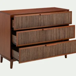 Commode 3 tiroirs en acajou L120cm - bois foncé