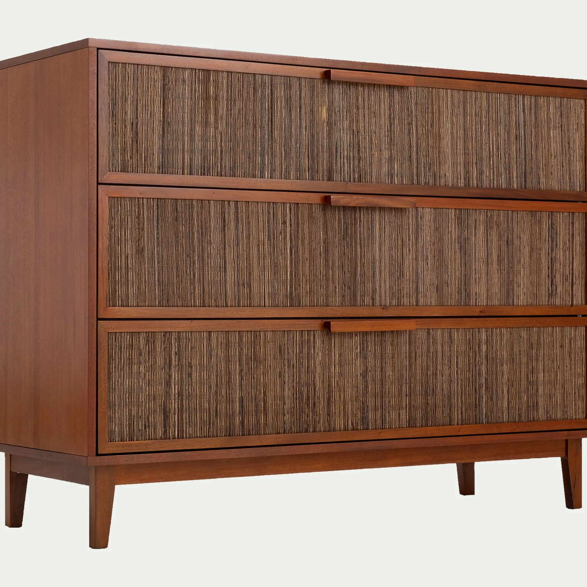 Commode 3 tiroirs en acajou L120cm - bois foncé