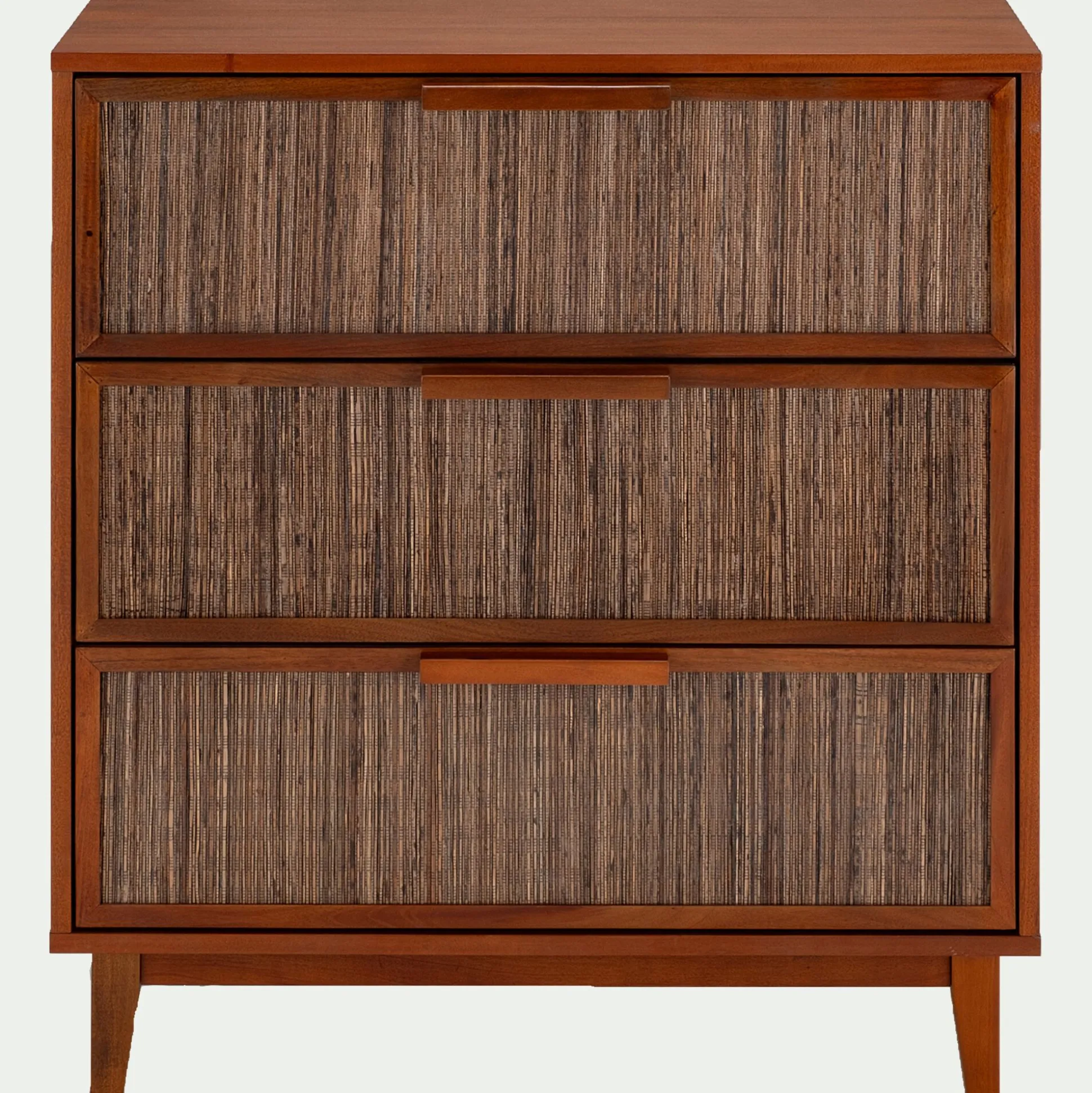 Commode 3 tiroirs en acajou L80cm - bois foncé