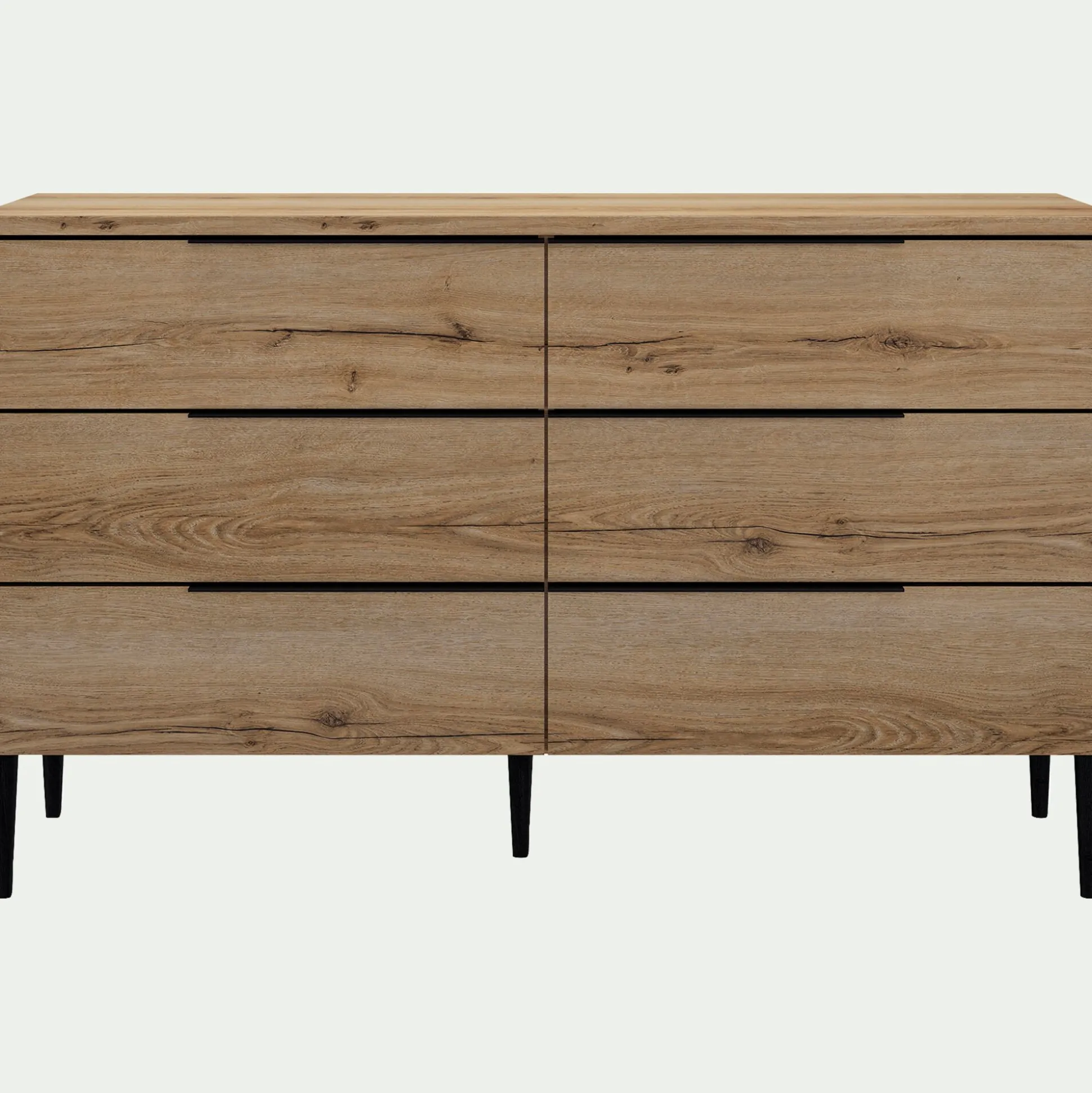 Commode 6 tiroirs en bois - bois clair