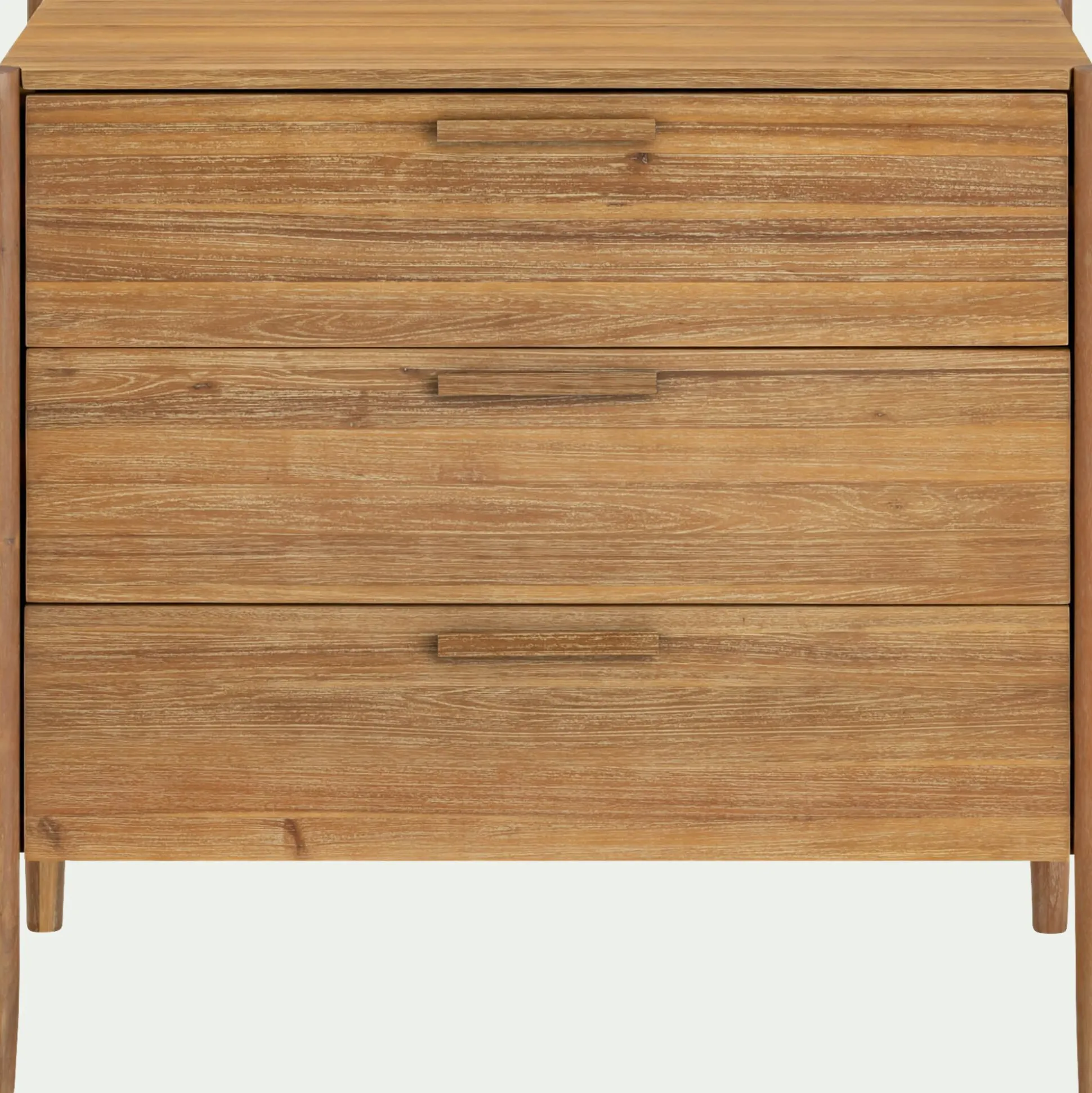 Commode 3 tiroirs en bois d'acacia massif - bois clair
