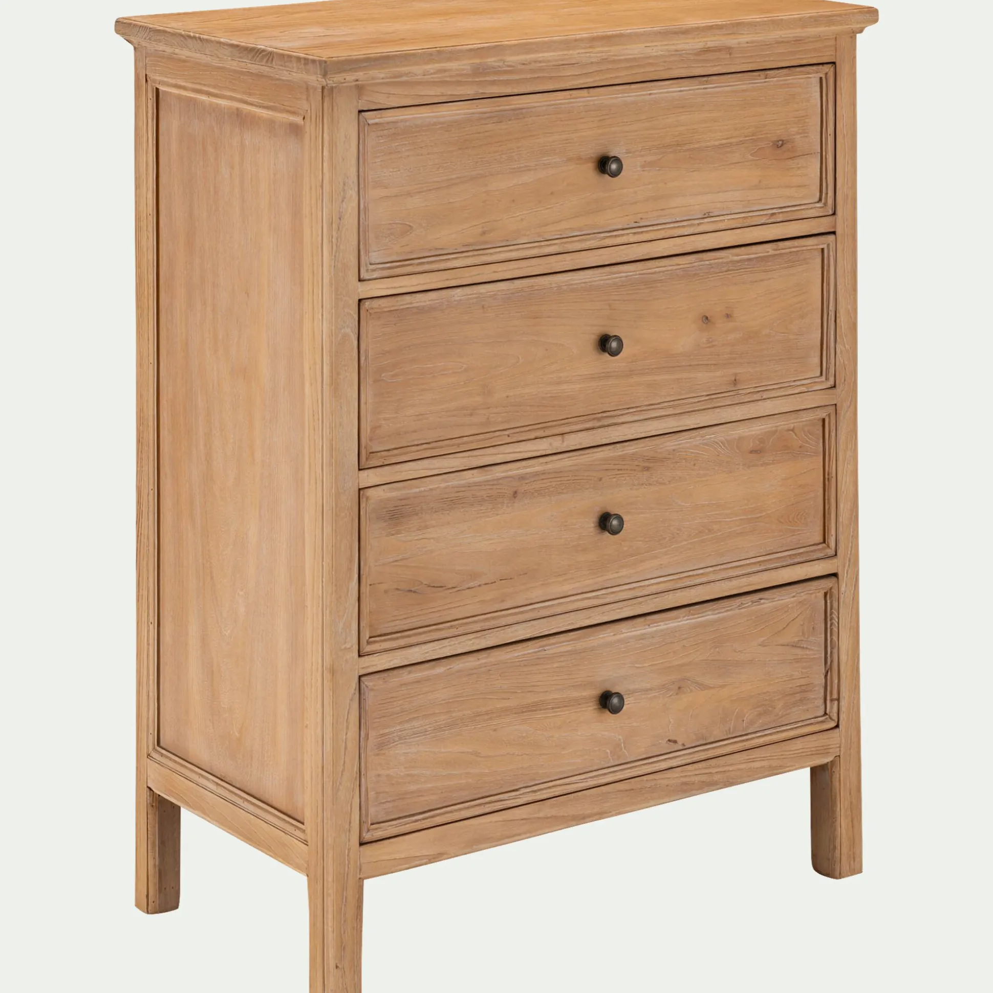 Commode 4 tiroirs en bois d'orme et de pin - bois clair