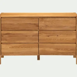Commode 6 tiroirs en chêne L150cm - bois clair