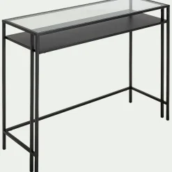 Console en verre et acier - noir L100xP35xH78cm