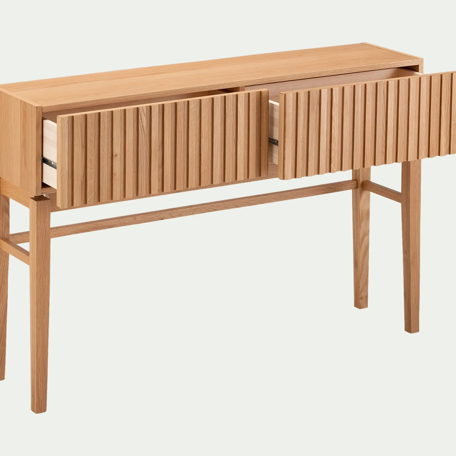 Console 2 tiroirs en bois L120xl30xH80cm - naturel