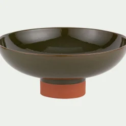 Coupe décorative bicolore en terre cuite H15,5cm - vert