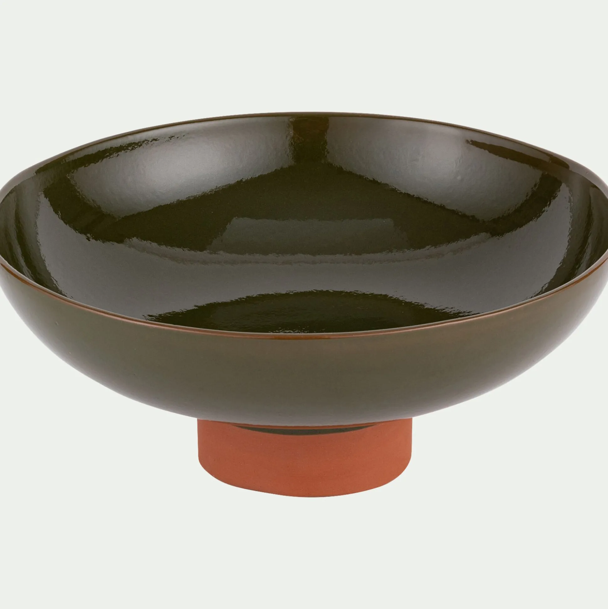Coupe décorative bicolore en terre cuite H15,5cm - vert