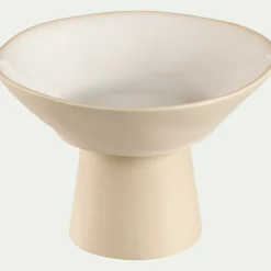 Coupe décorative en grès D15,9cm - blanc