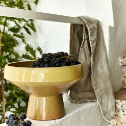 Coupe décorative en terre cuite émaillée D27xH17cm - jaune