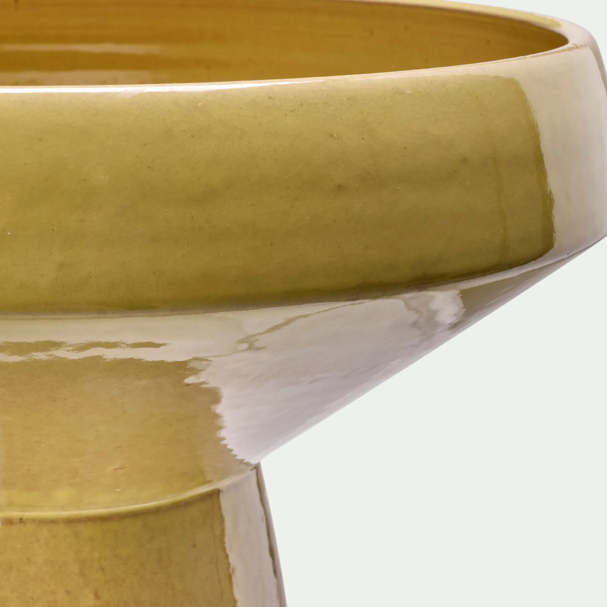 Coupe décorative en terre cuite émaillée D27xH17cm - jaune