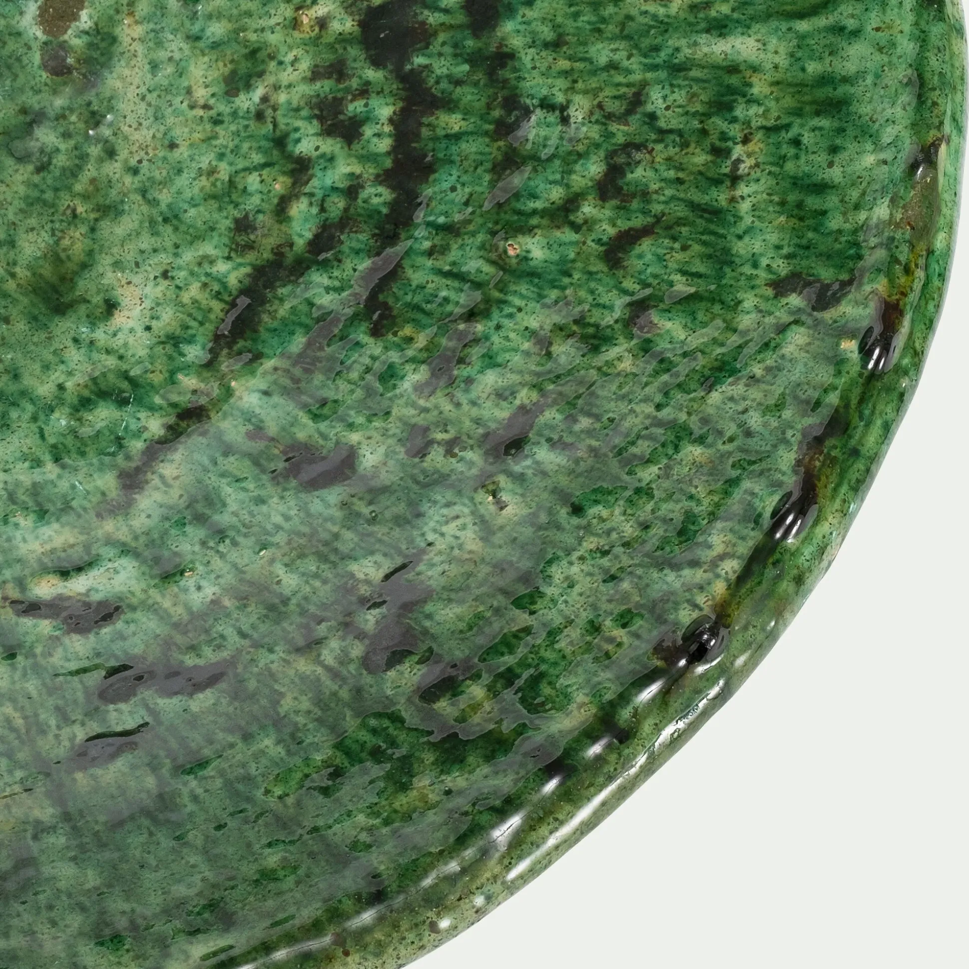 Coupe décorative sur pied en terre cuite D40cm - vert tamegroute