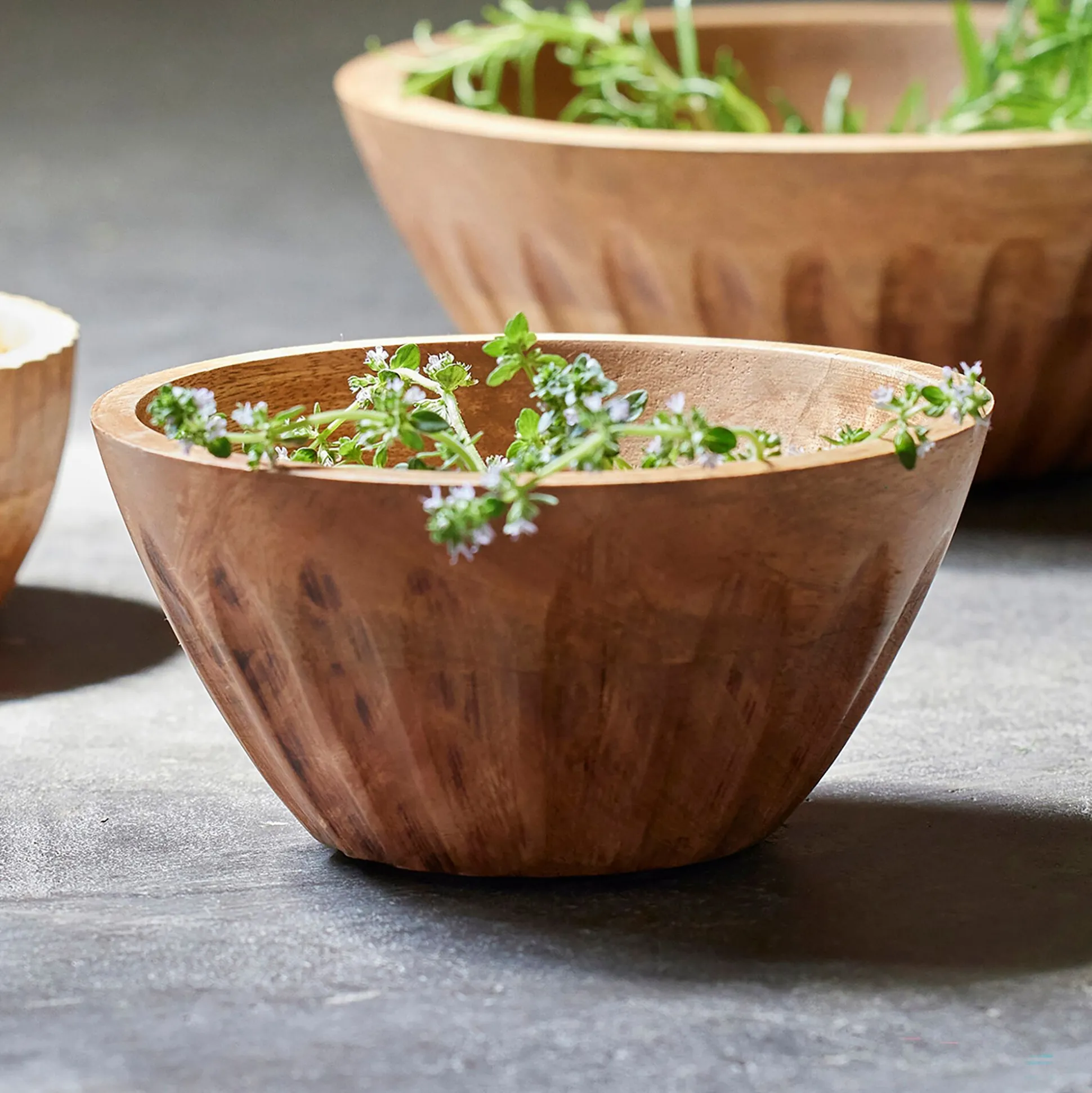 Coupelle en bois de manguier D19,7cm - bois foncé