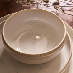 Coupelle en grès moucheté D14,7cm - blanc