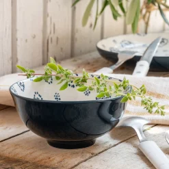 Coupelle en porcelaine motif amande D11,7cm - bleu