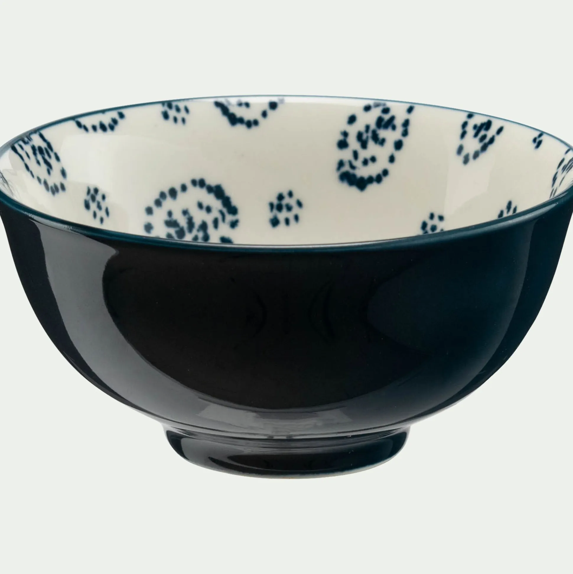 Coupelle en porcelaine motif amande D11,7cm - bleu