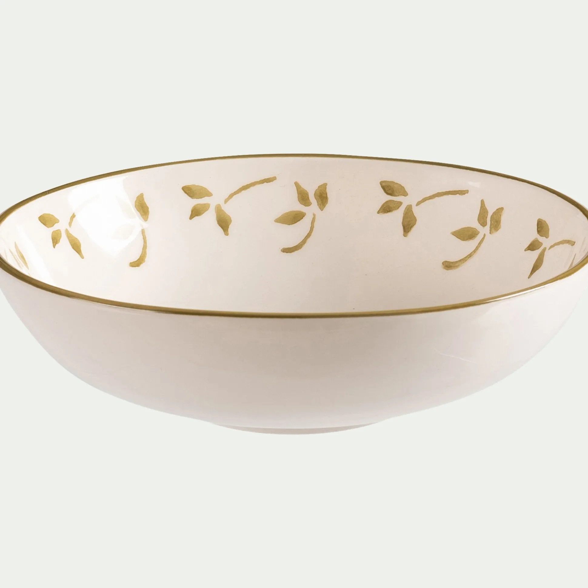 Coupelle motif floral en faïence D16cm - blanc