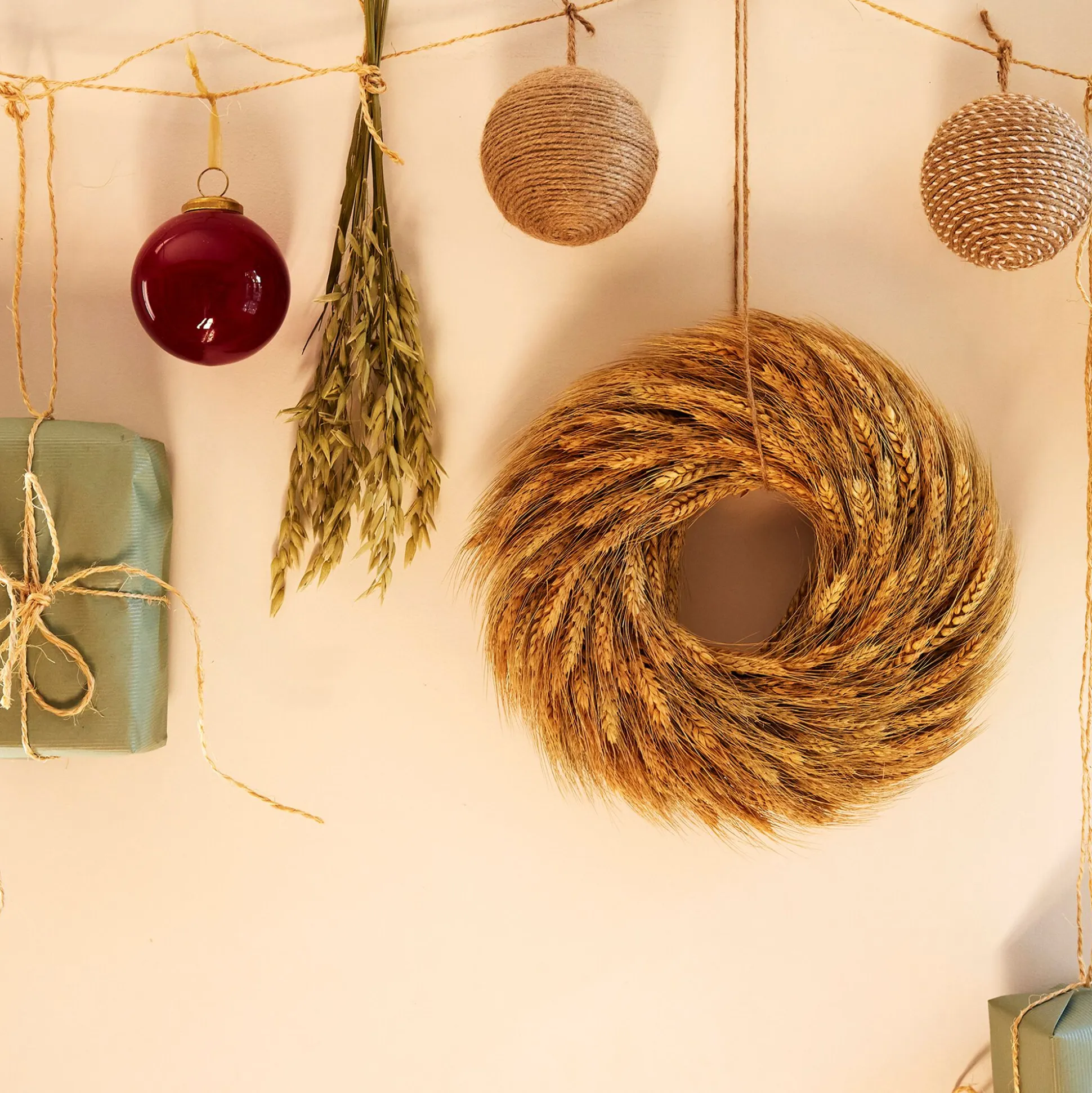 Couronne de Noël en épis de blé D27cm - naturel