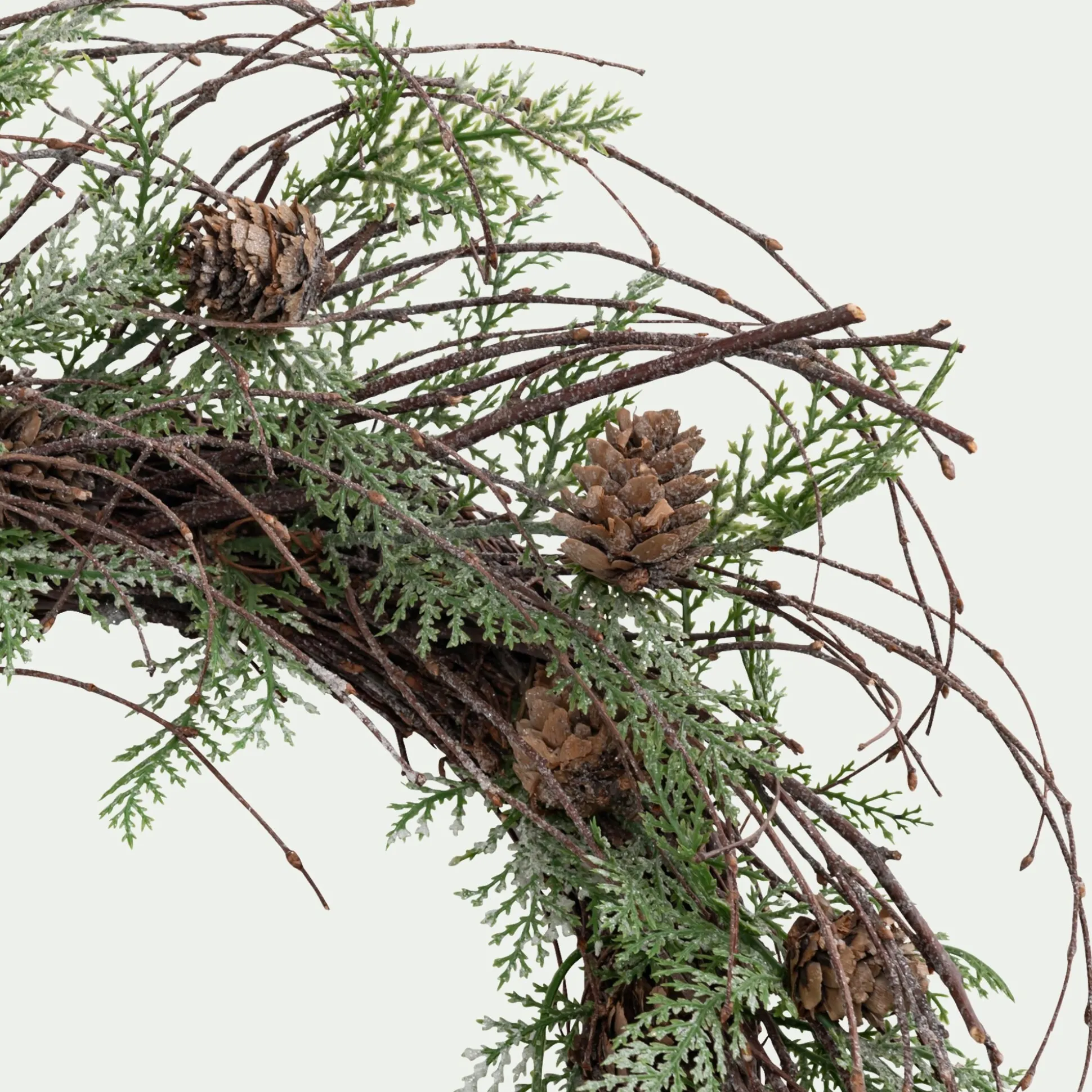 Couronne de Noël en pommes de pin D45cm - marron