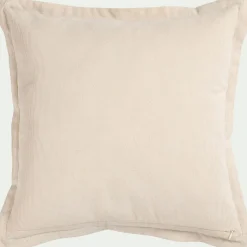 Coussin bicolore en velours côtelé 45x45cm - brun rustrel