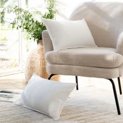 Coussin brodé en coton 30x50cm - blanc écru