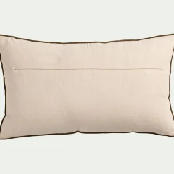 Coussin broderie florale en coton 30x50cm - naturel