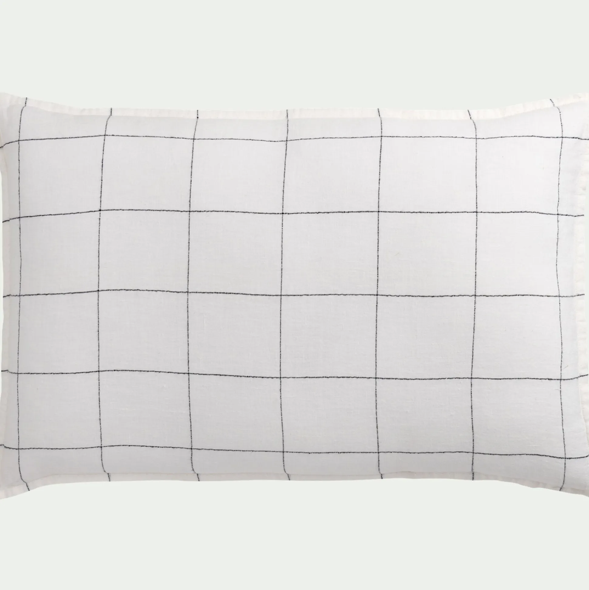 Coussin à carreaux en lin 40x60cm - blanc