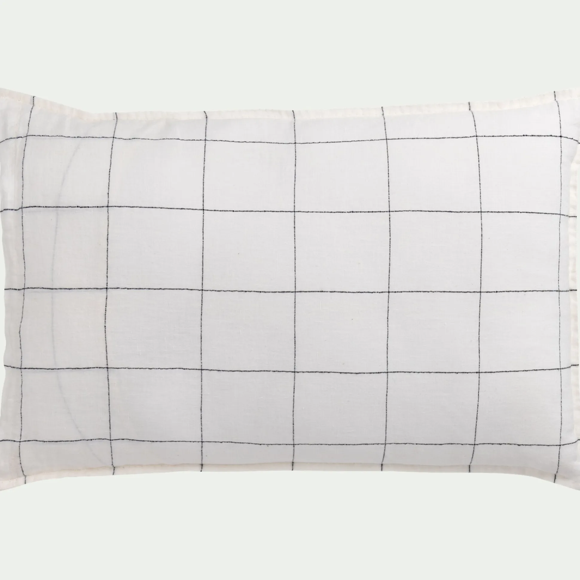 Coussin à carreaux en lin 40x60cm - blanc