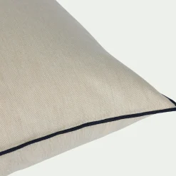 Coussin en coton finition point bourdon 45x45cm - beige