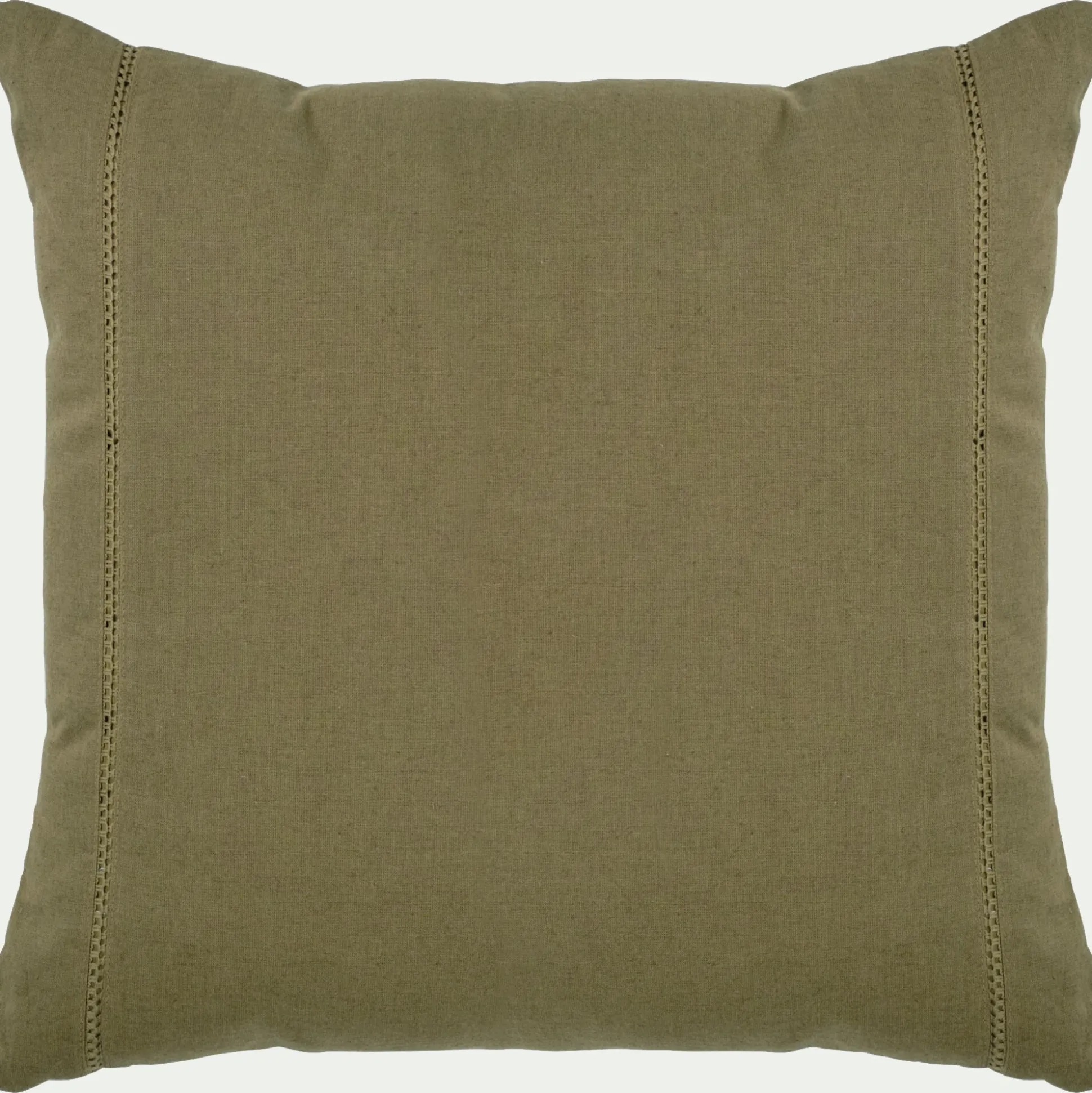 Coussin en lin et coton finition liseré 45x45cm - vert mousse