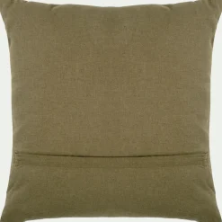 Coussin en lin et coton finition liseré 45x45cm - vert mousse