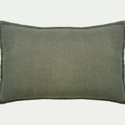 Coussin en lin lavé 40x60cm - vert cèdre