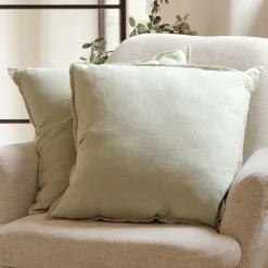 Coussin en lin 45x45cm - vert olivier
