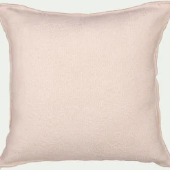 Coussin en polyester effet bouclette finition point bourdon 45x45cm - beige sable