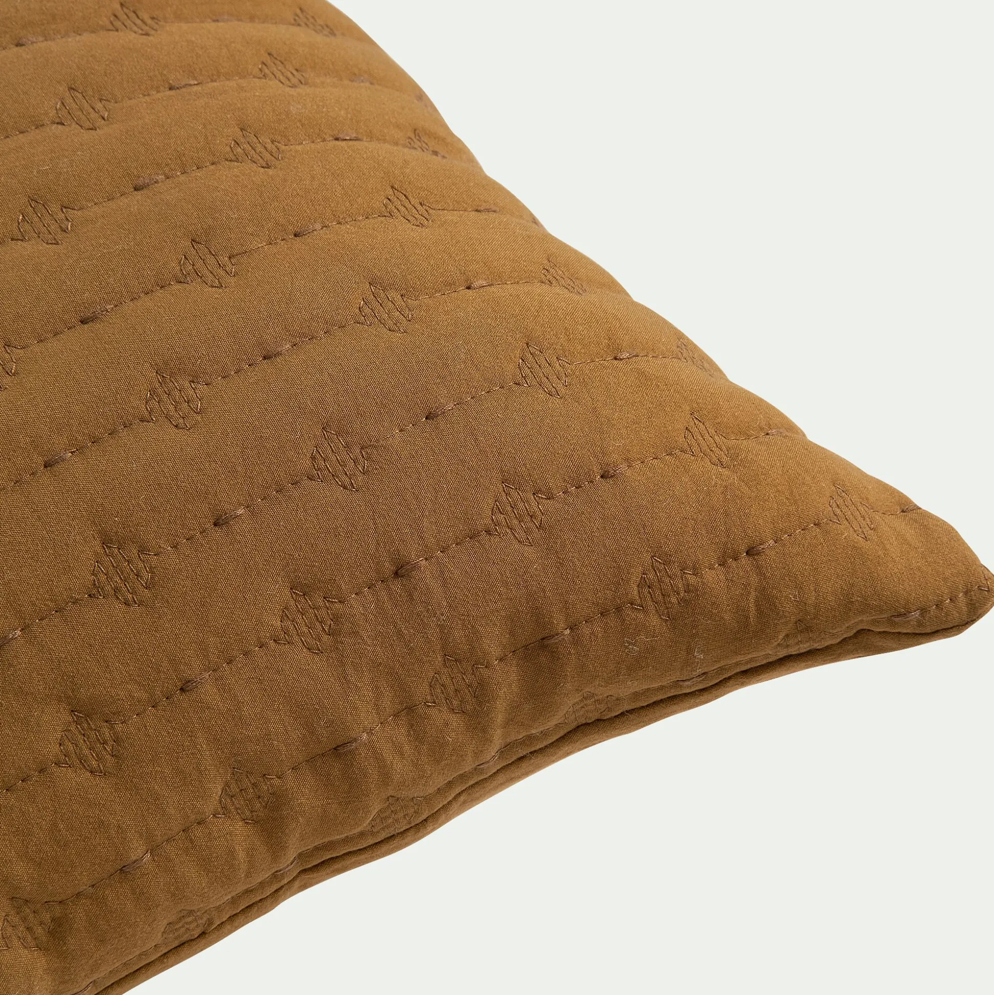 Coussin en tissu surpiqué 45x45cm - jaune alep