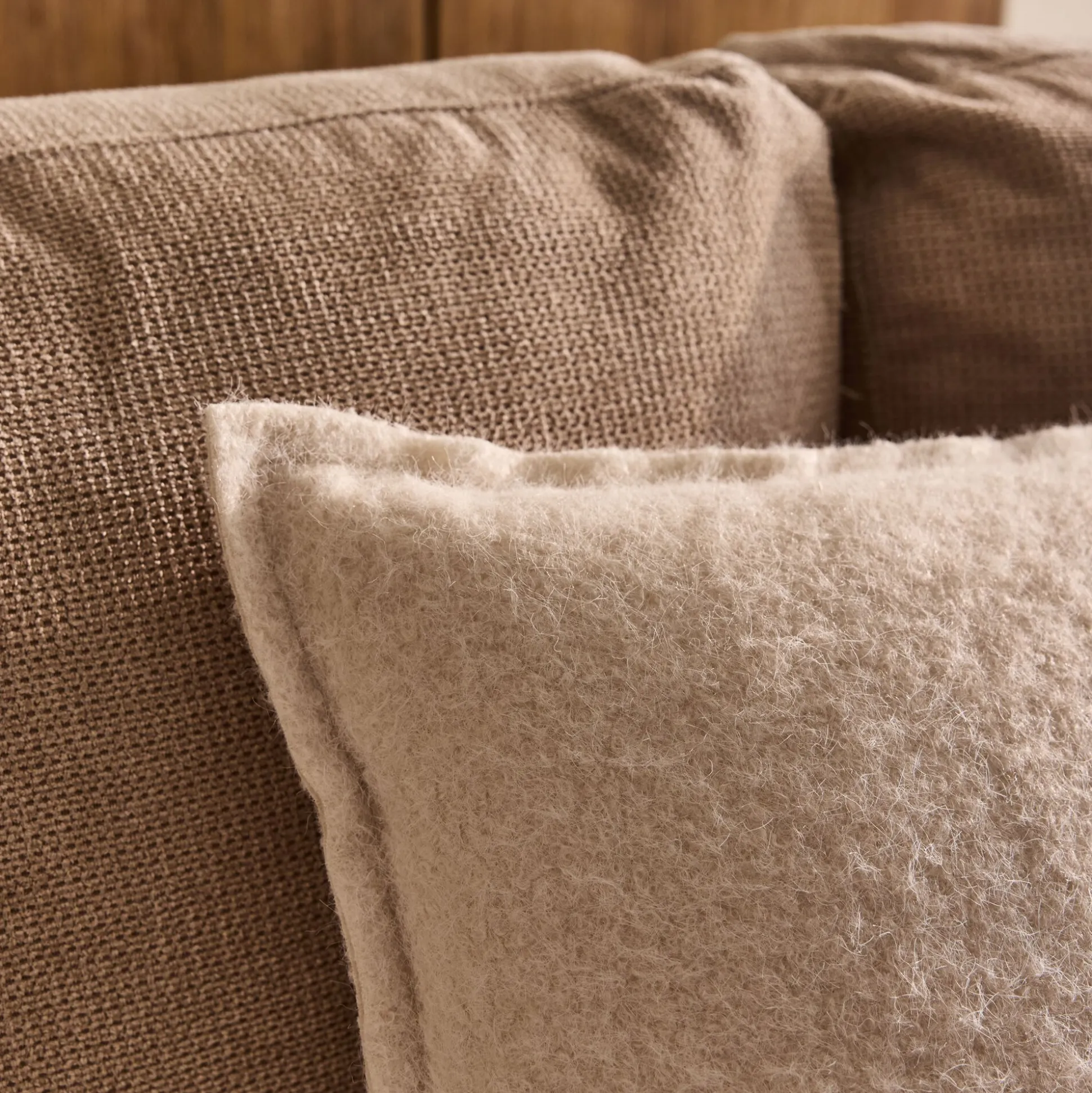 Coussin feutrine en tissu 45x45cm - blanc écru