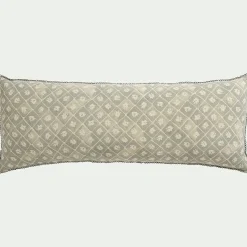 Coussin finition croquet en coton 30x80cm - vert
