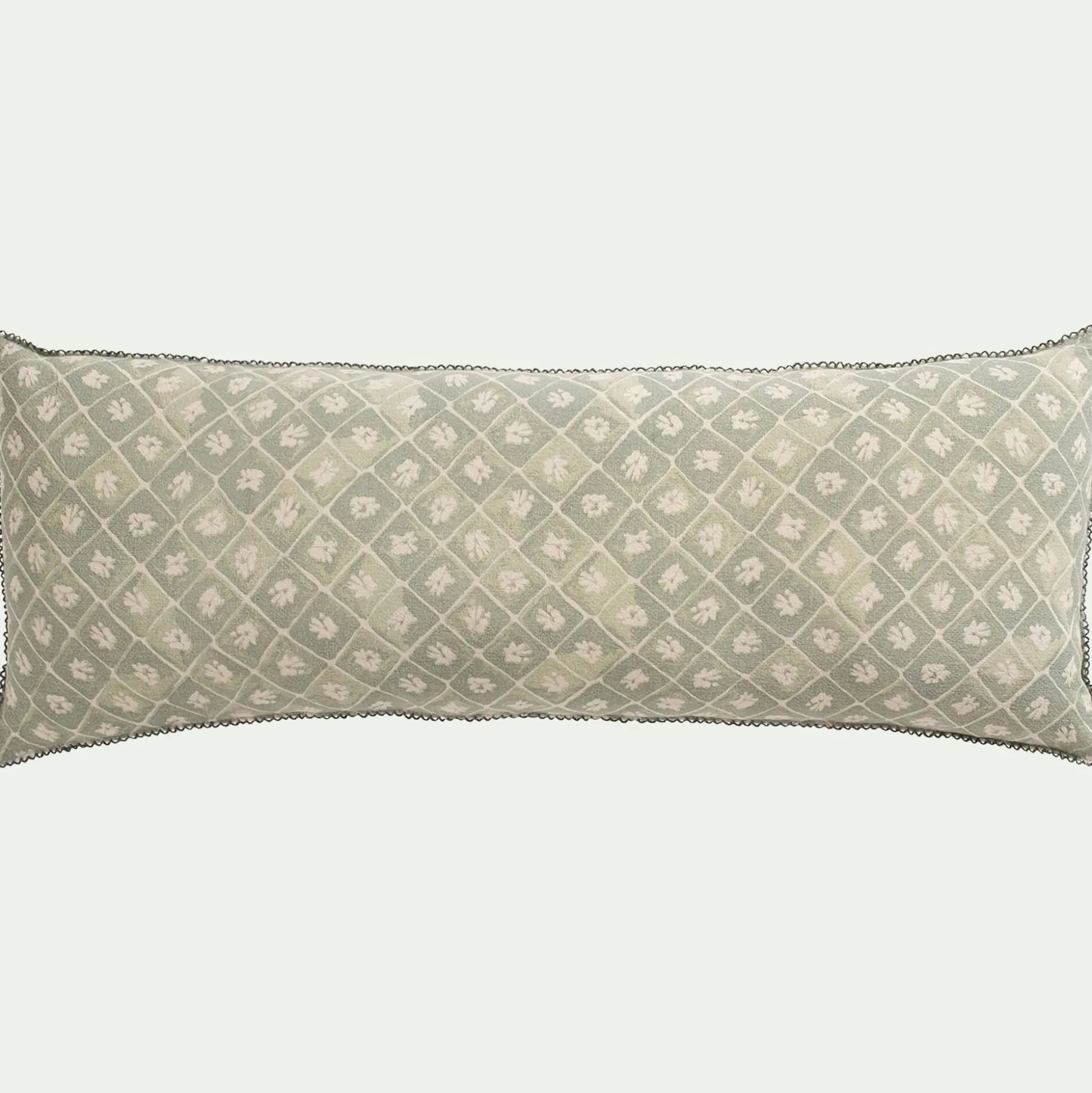 Coussin finition croquet en coton 30x80cm - vert