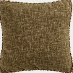 Coussin finition passepoil en coton 45x45cm - vert