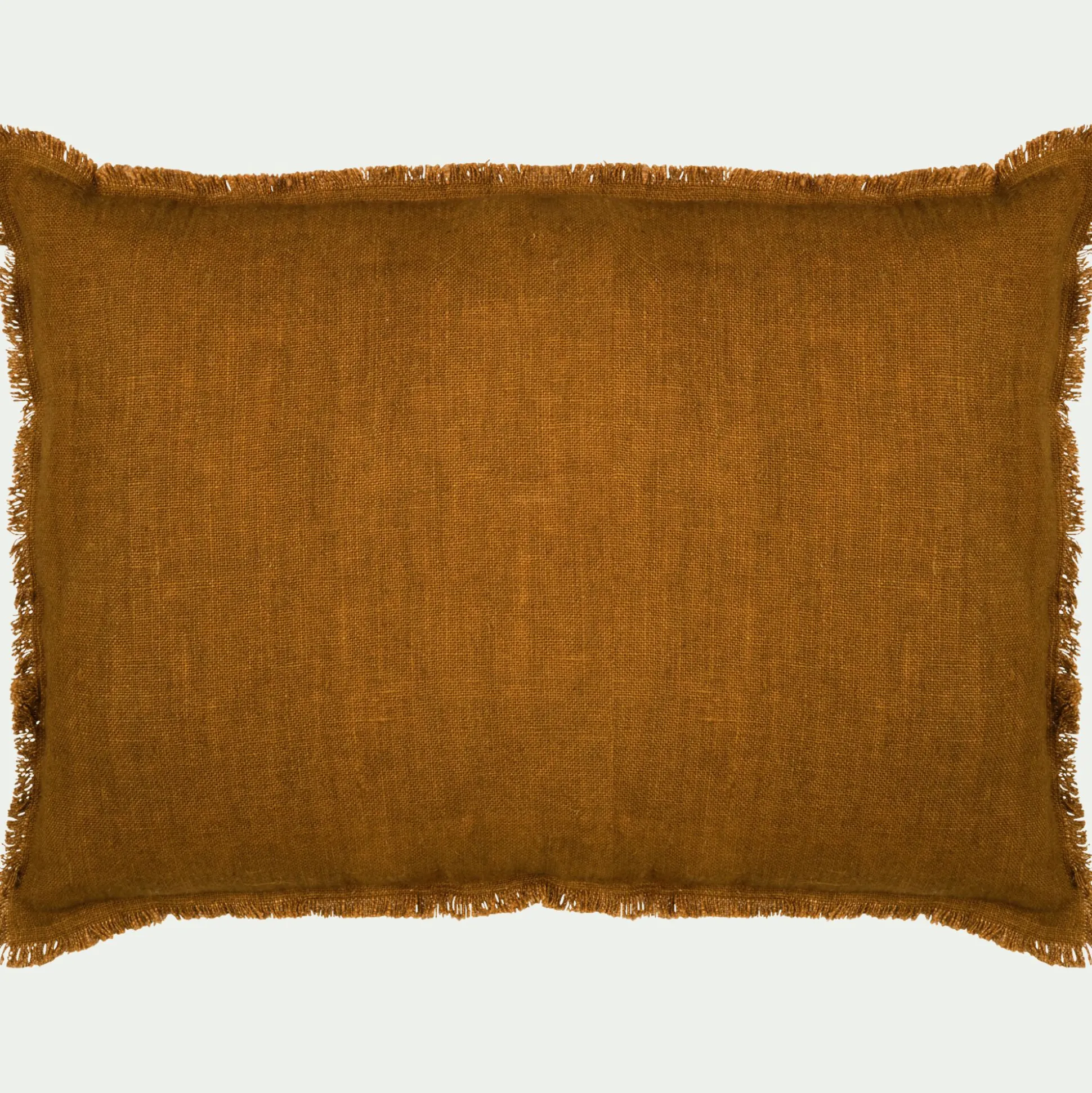 Coussin frangé en lin 50x70cm - brun alep