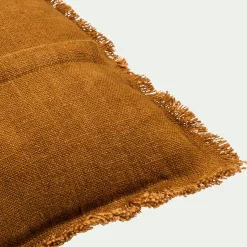 Coussin frangé en lin 50x70cm - brun alep