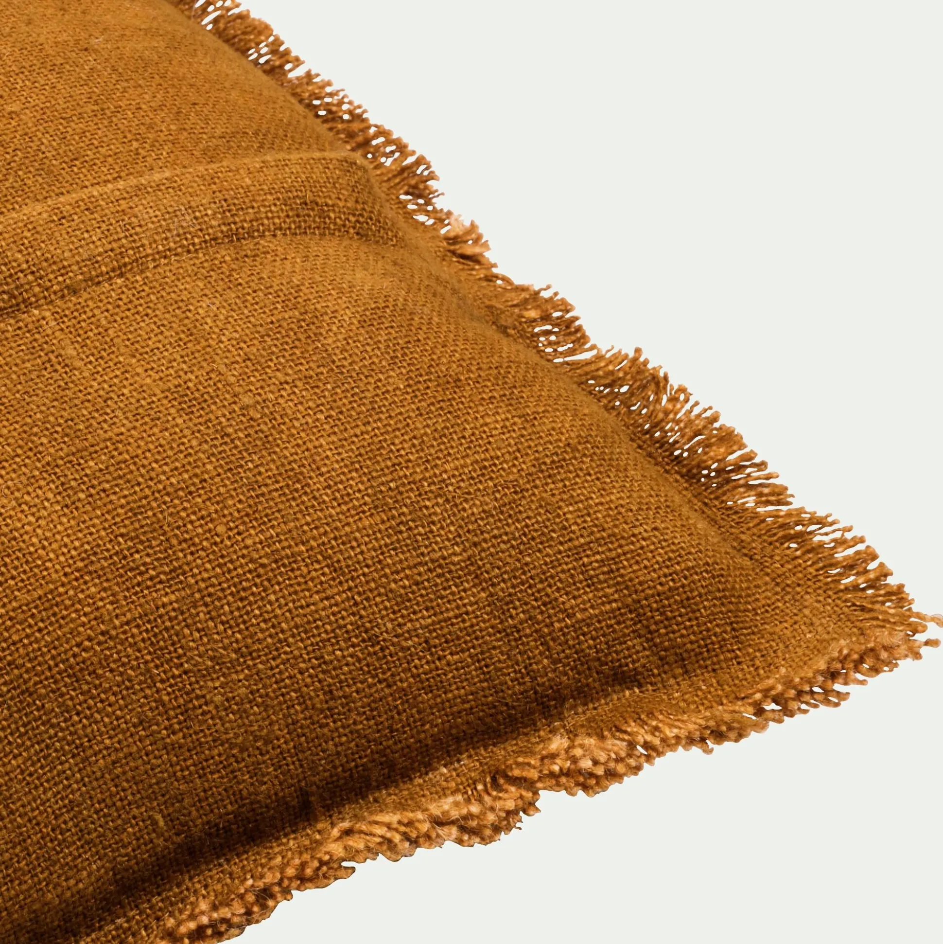 Coussin frangé en lin 50x70cm - brun alep