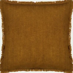 Coussin frangé en lin 45x45cm - brun alep