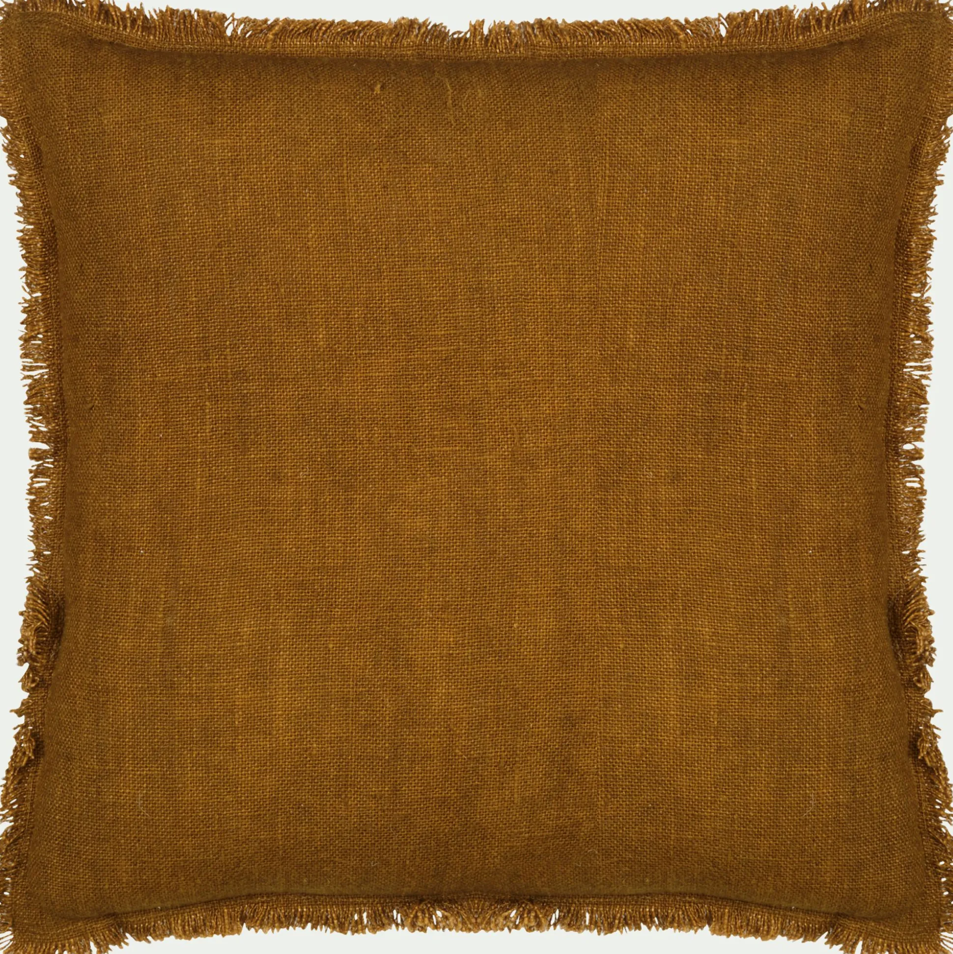 Coussin frangé en lin 45x45cm - brun alep