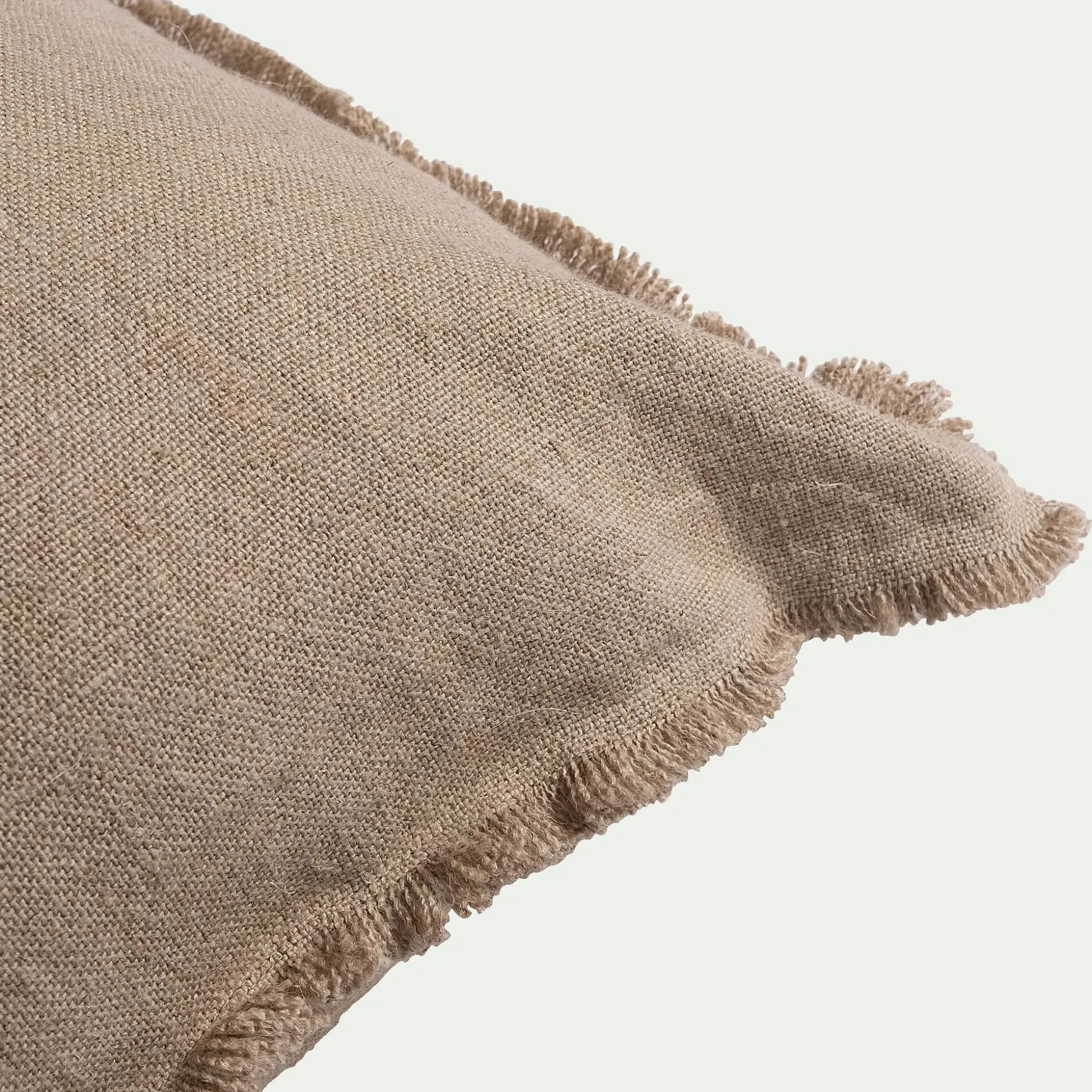 Coussin frangé en lin 50x70cm - naturel